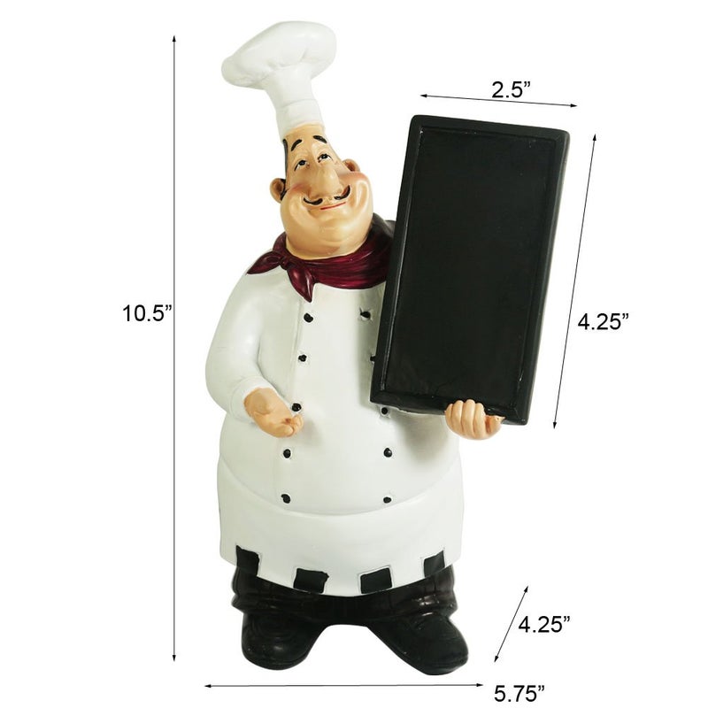 KiaoTime 98915HB Italian Chef Figurines Kitchen Decor with Chef Chalkboard Counter Top Chef Figurine Collectible Kitchen Chef Decor Statue - Image 3